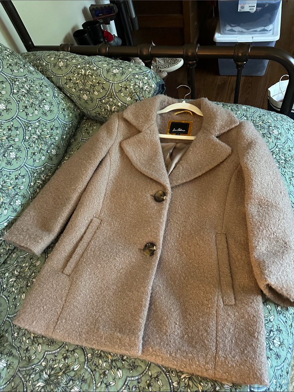 Anne Klein Taupe Textured Pea Coat